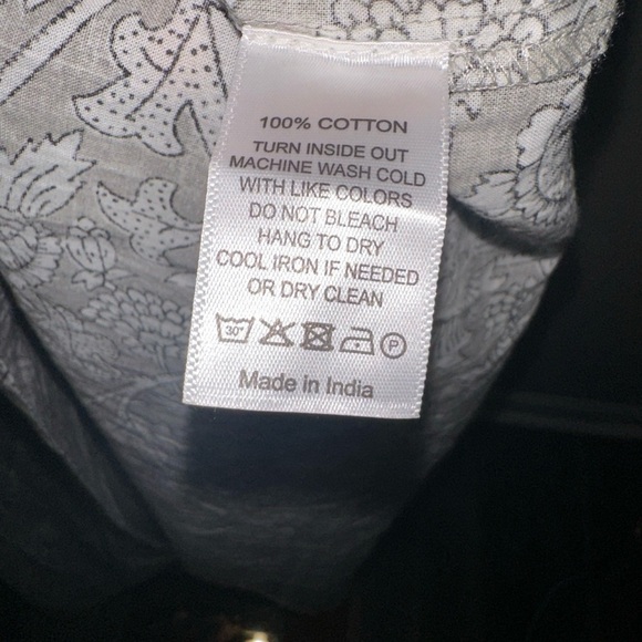 ANNA CATE Grey Floral Block Print Maxi Dress XS Puff Sleeve V-Neck Cotton Luxe - Picture 8 of 8